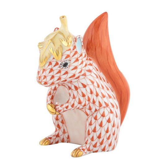 Herend Squirrel with Leaf figurine