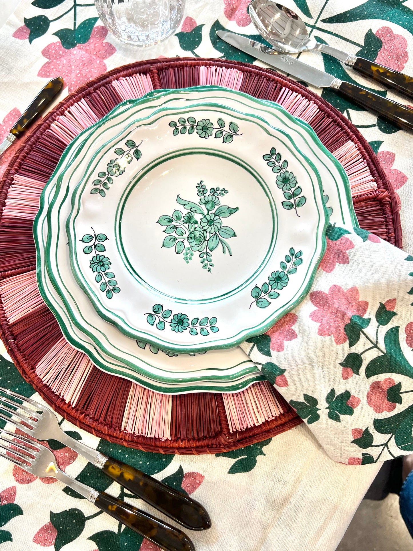 Sicilia Green Charger Plates, Set of Two