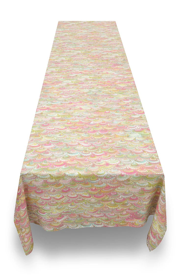 Marble Fan Linen Tablecloth 65x118"
