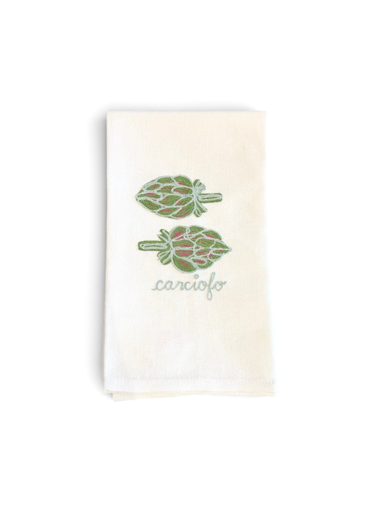 Artichoke- Embroidered Italian Tea Towel