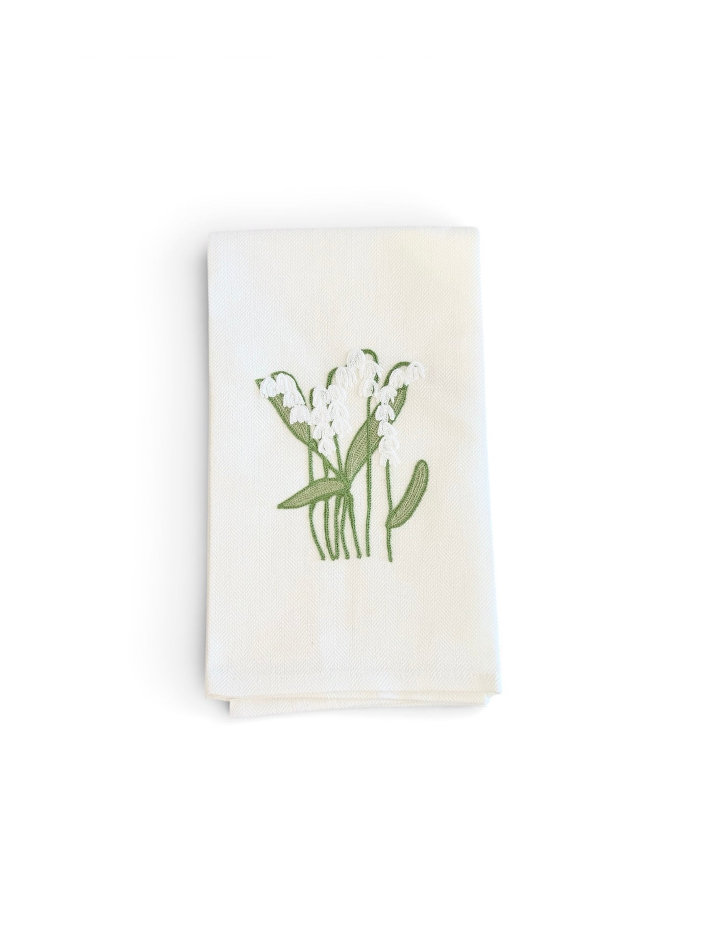 White Flower- Embroidered Italian Tea Towel