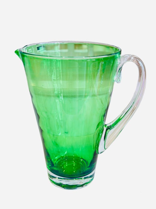 Hand Blown Green Glass Pitcher