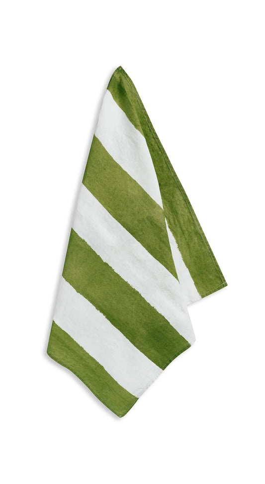 Green Stripe Linen Napkins Set Of 6