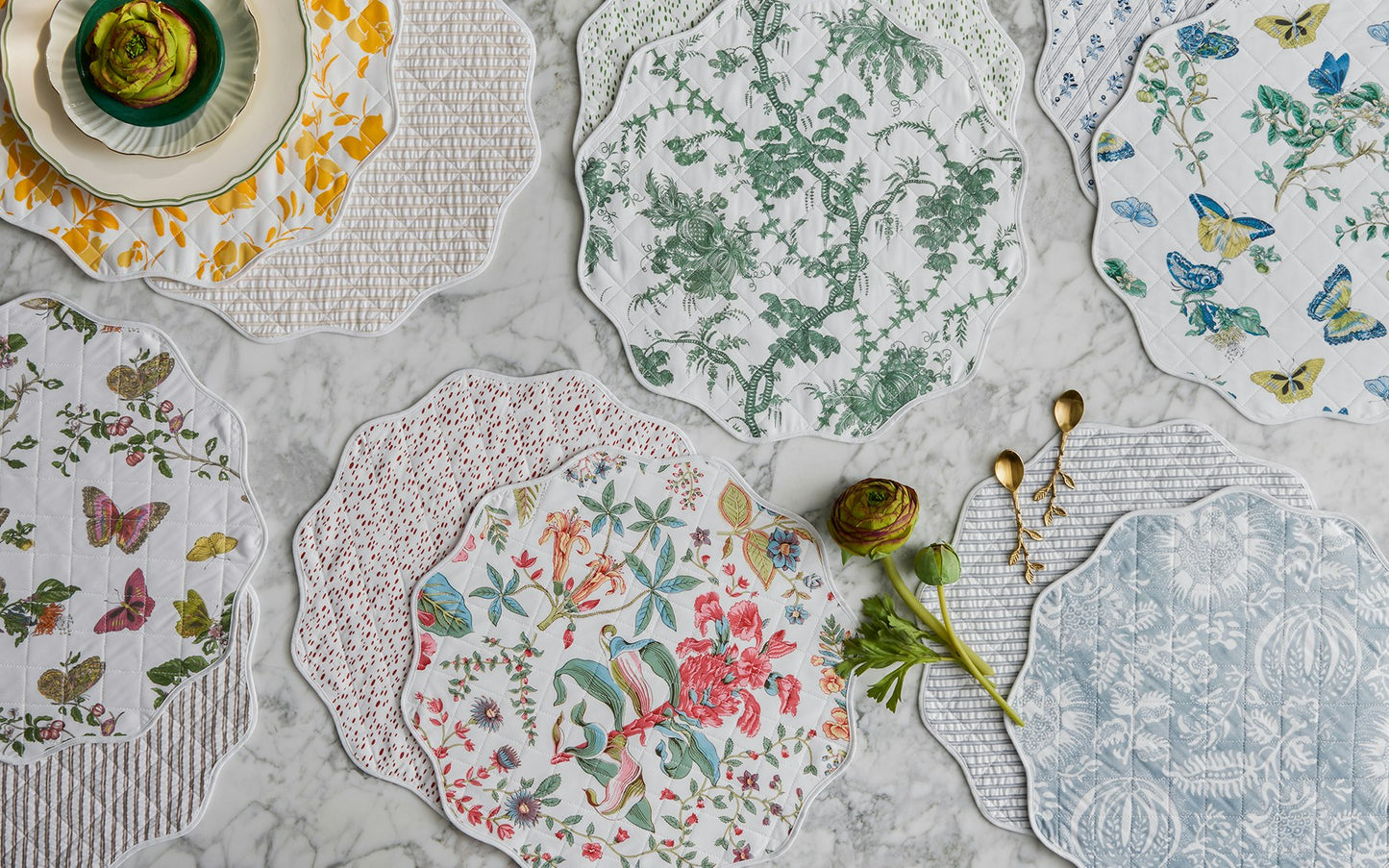 Reversible Quilted Placemat - Baudin Pink