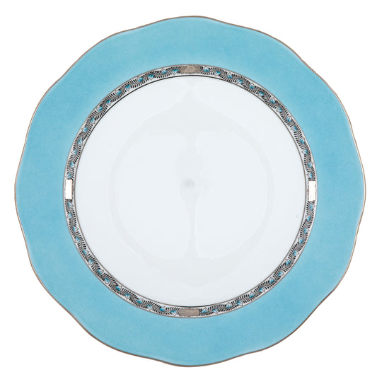 Herend Silk Ribbon Charger Plate - Turquoise & Platinum