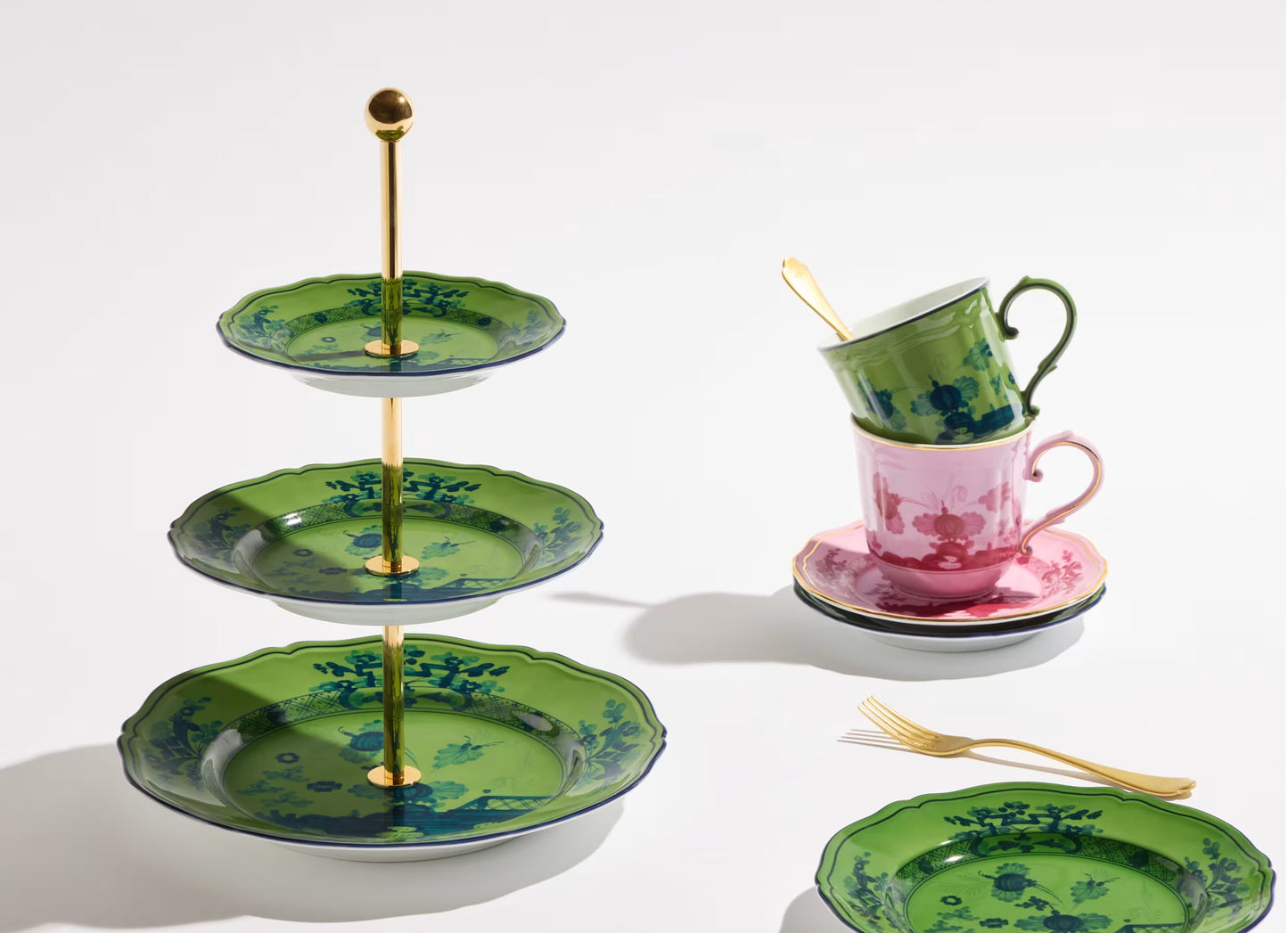 Oriente Italiano Malachite 3-tier Serving Stand By Ginori 1735