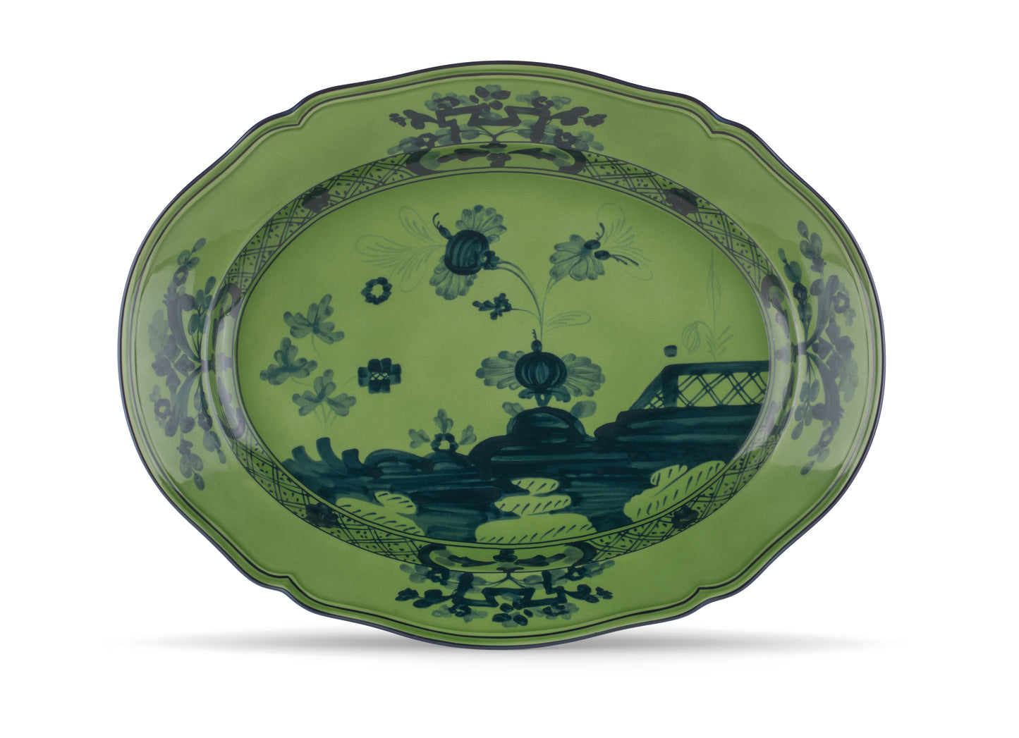 Oriente Italiano Malachite Large Oval Platter by Ginori 1735
