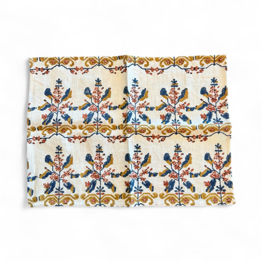 Woven Linen Placemats, Color Block Print on White - Set of 6