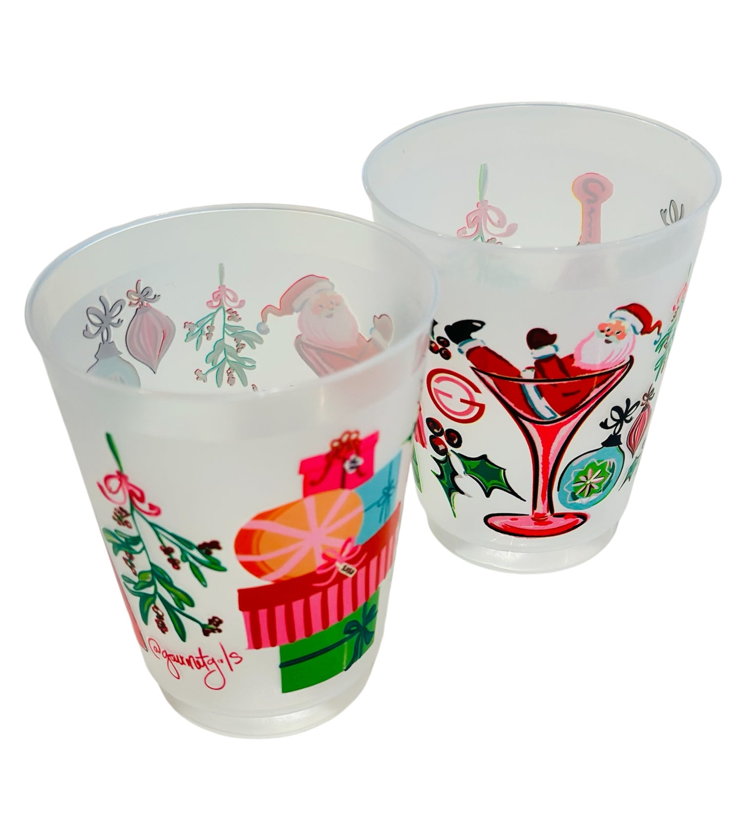 Mistletoe tipsy Santa set of 10 shatterproof cups