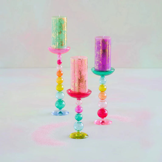 Rainbow Candle Pilar Holder, Medium set of 2