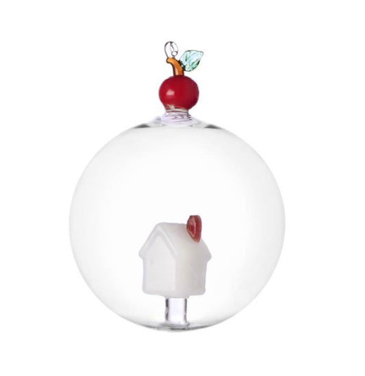 House with apple glass ornament