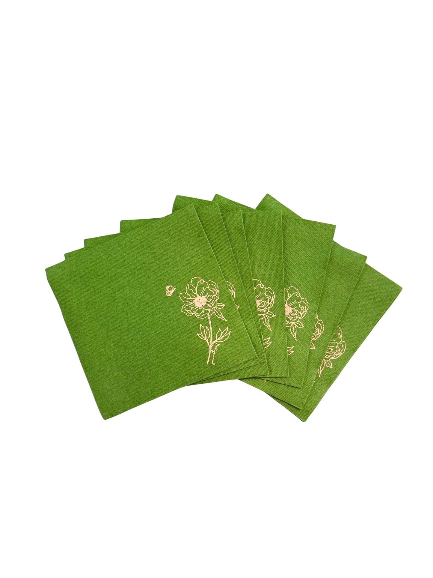GG Bespoke Green and Peach Flower Cocktail Napkins