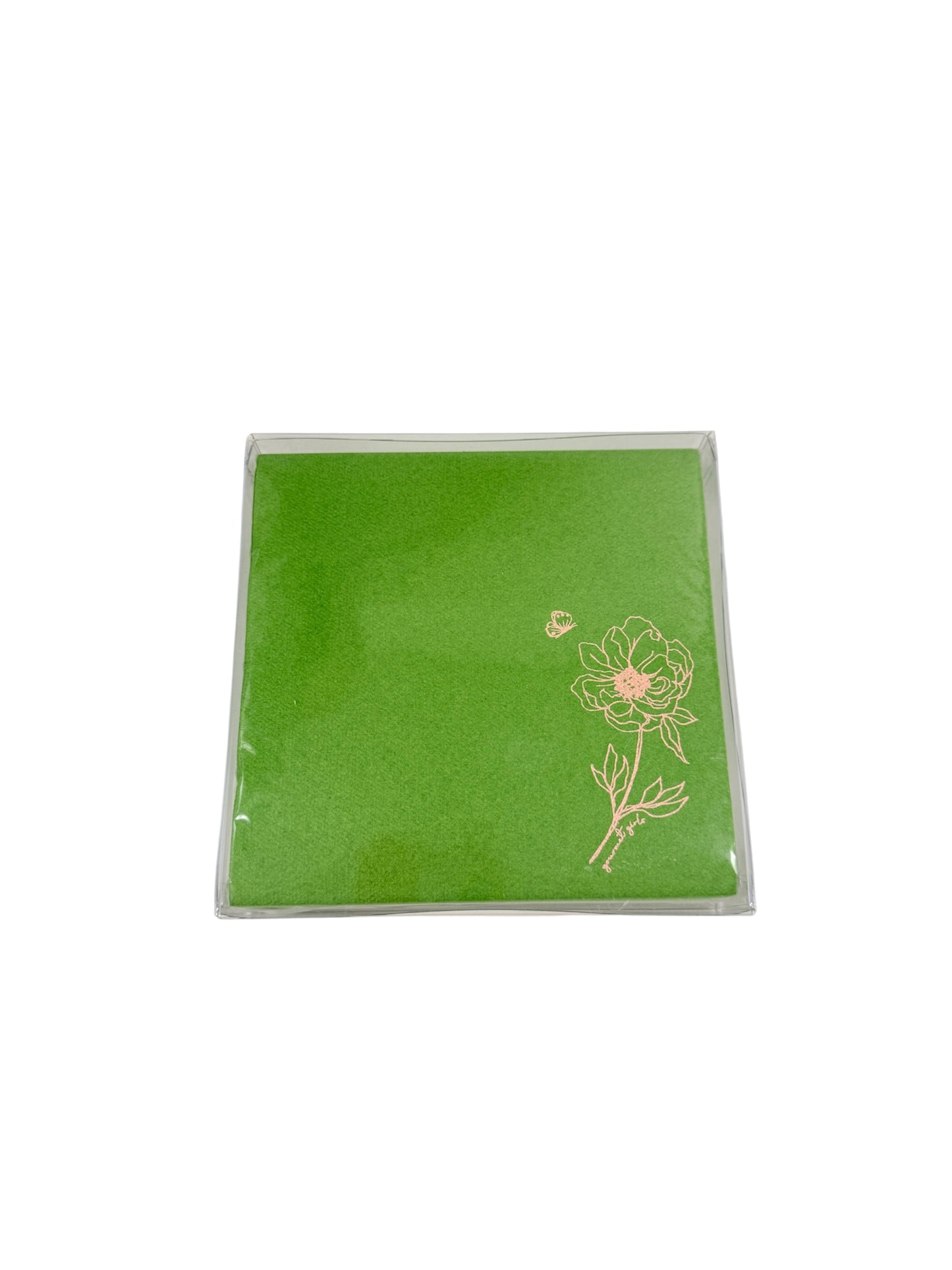 GG Bespoke Green and Peach Flower Cocktail Napkins