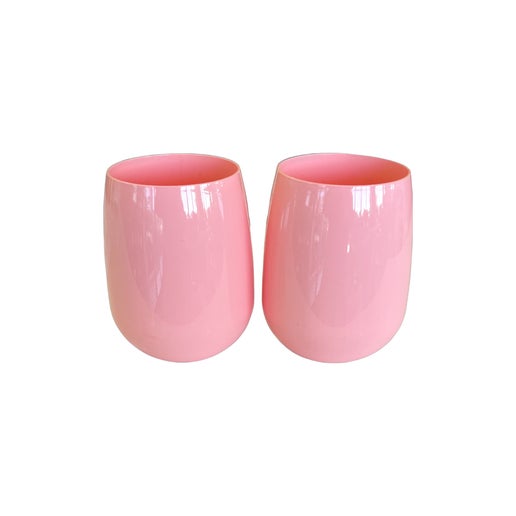 Pink Acrylic Stemless Wine Glass Set of 2