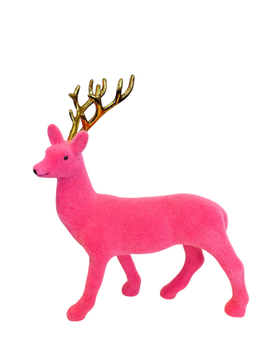 Flocked Reindeer - Pink