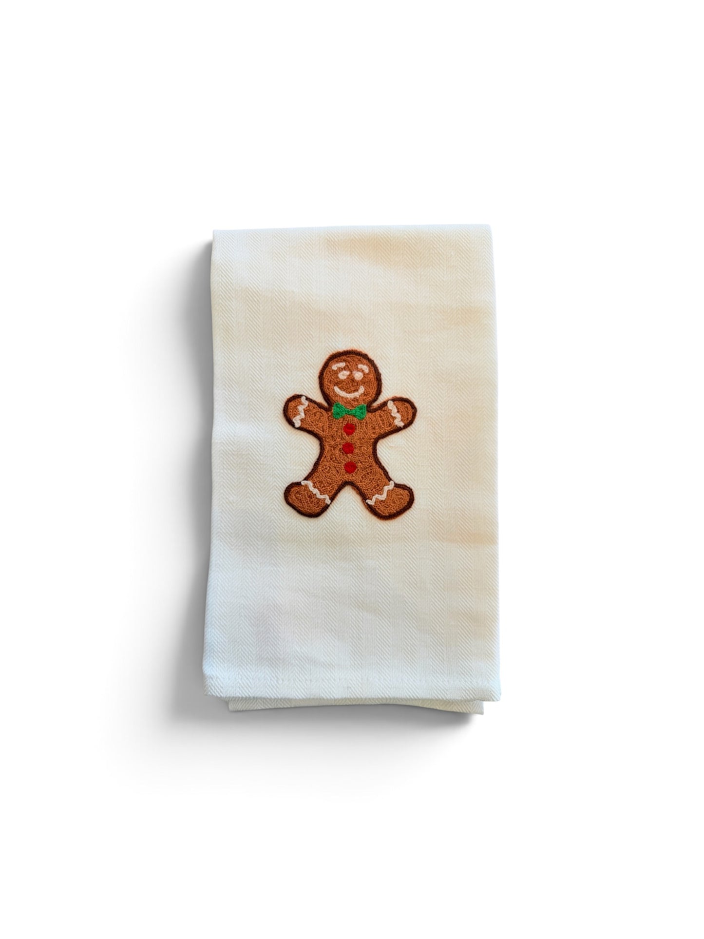 Gingerbread Embroidered Italian Tea Towel