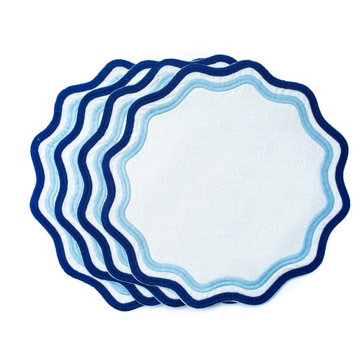 Blue Colorblock Linen Placemats S/4