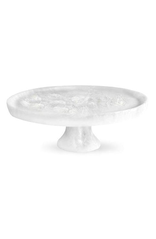 Resin Swirl Footed Cake Stand - White