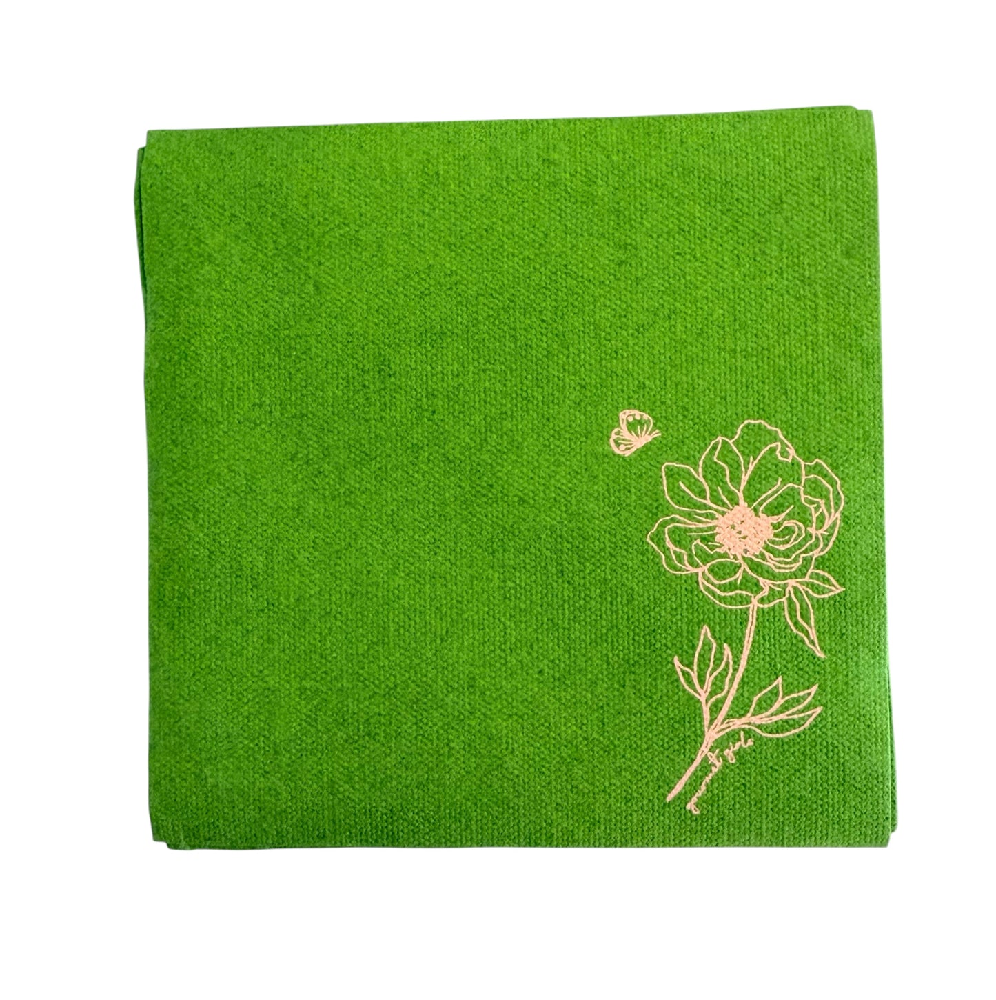 GG Bespoke Green and Peach Flower Cocktail Napkins
