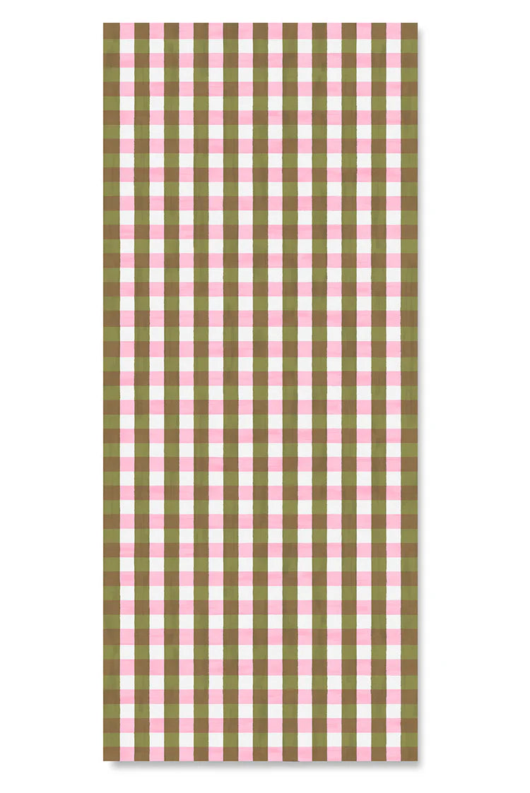 Rose and Avocado Gingham tablecloth