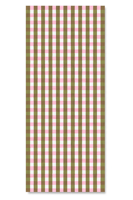 Rose and Avocado Gingham tablecloth