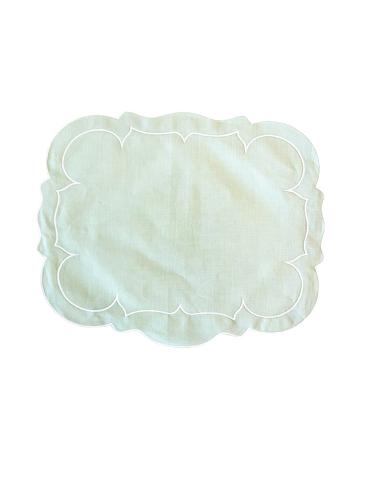 Set of 6 Scalloped Rectangular Placemats Light Green