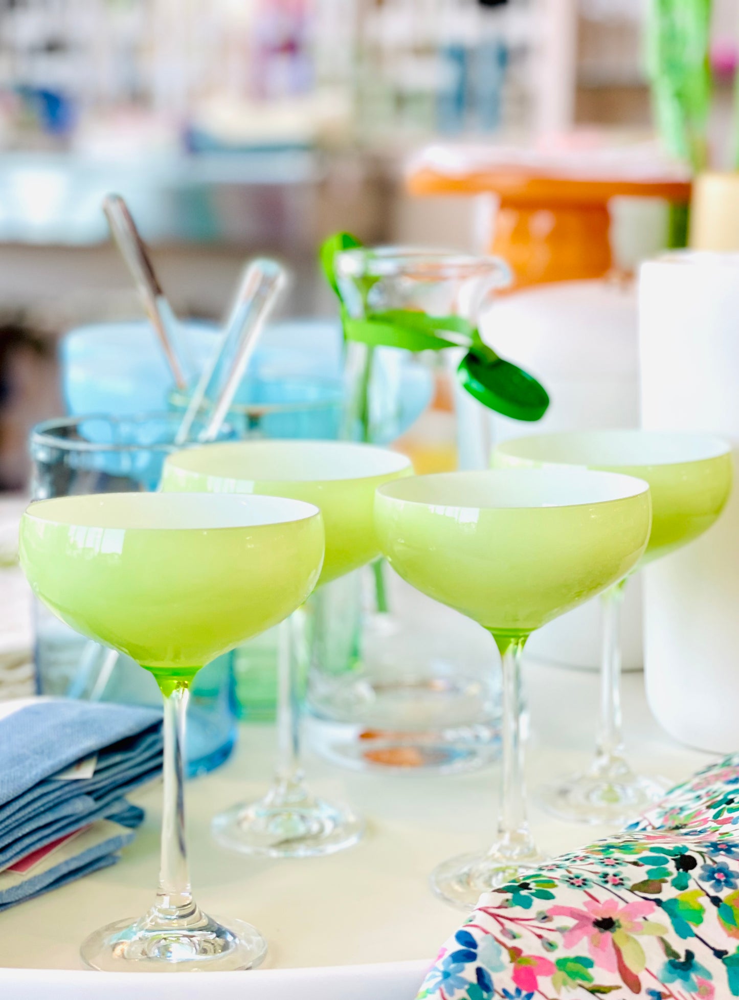 Pistachio Green Cocktail Coupes, set of 4