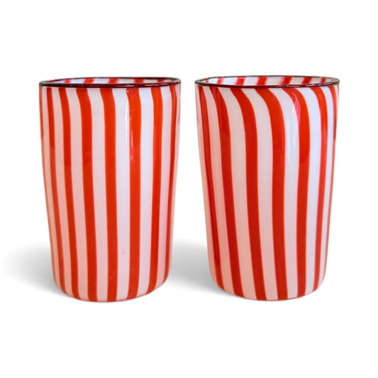 Venetian Red Striped Tumbler-Set of 2