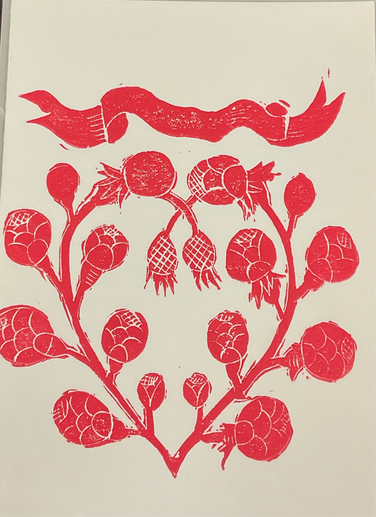 Red Rose Heart Banner Art Print