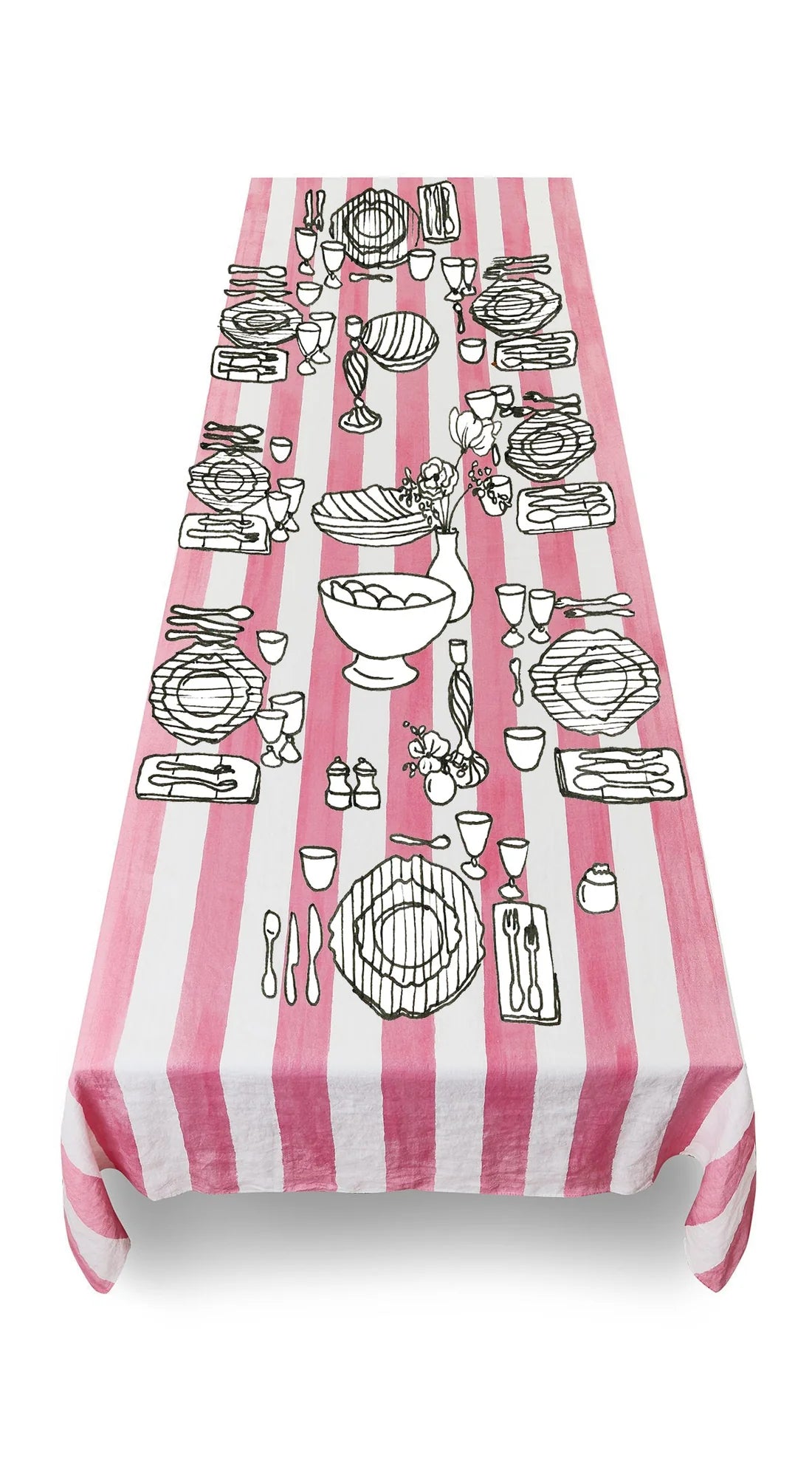 Rose Stripe Linen Tablecloth