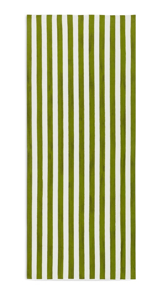 Green Stripe Linen Tablecloth 65"x150"