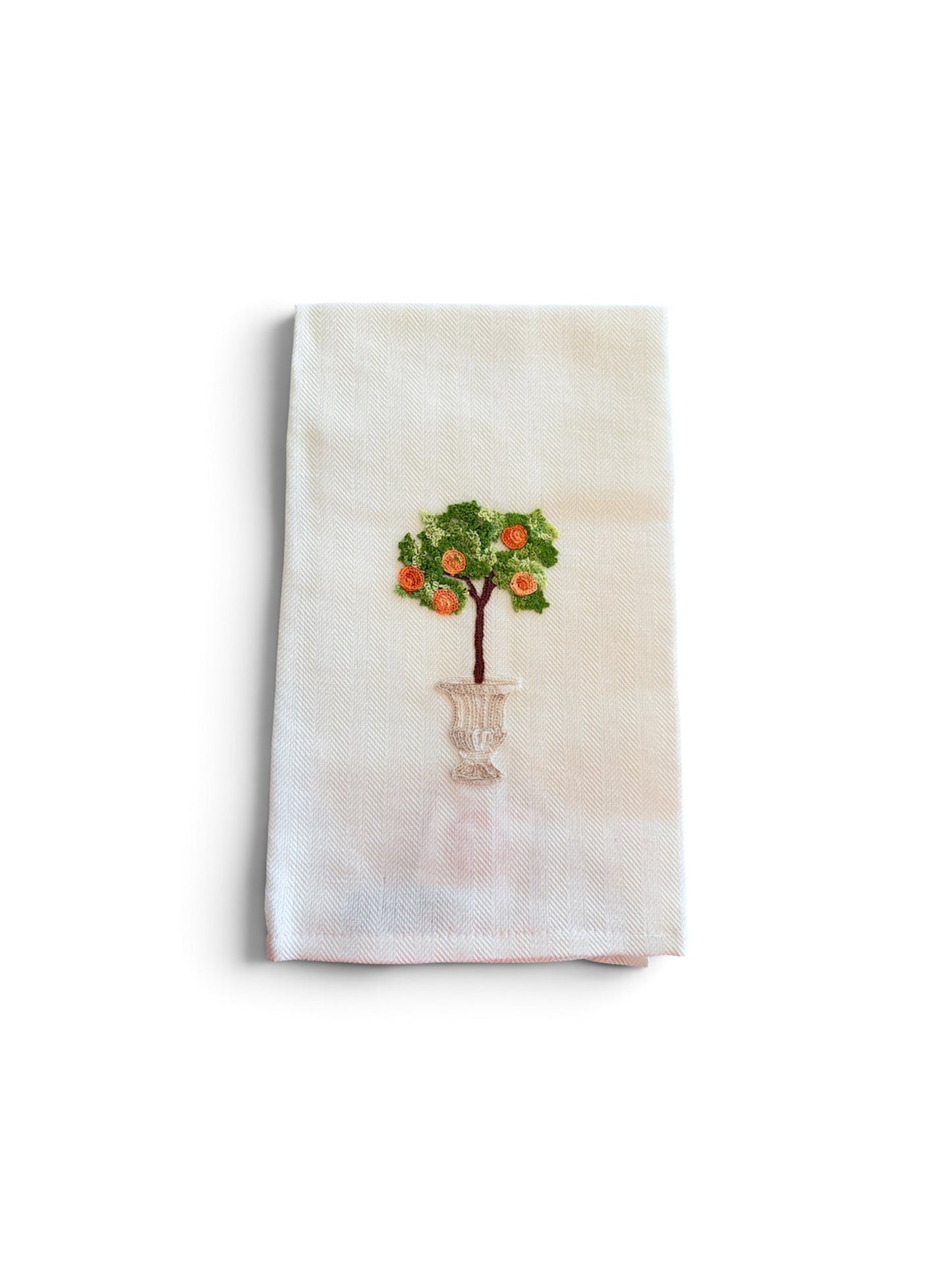 Peach tree Embroidered Italian Tea Towel