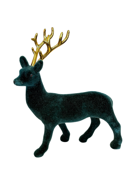 Flocked Reindeer - Forest Green