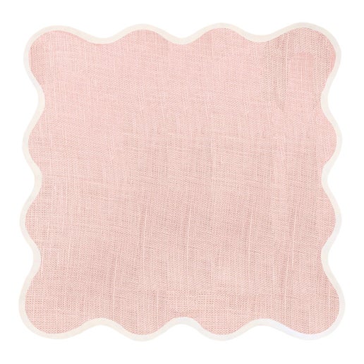 Set of 6 Blush Linen Scalloped Napkins