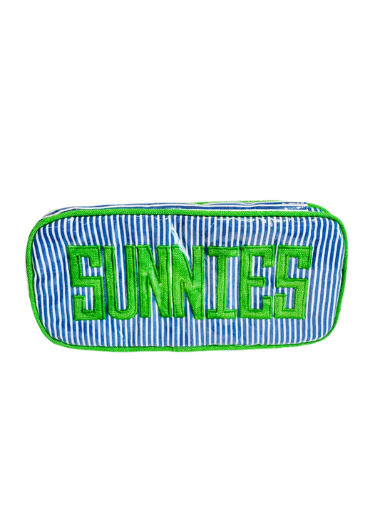 Walker Valentine Sunnies Case - Blue and Green Stripe