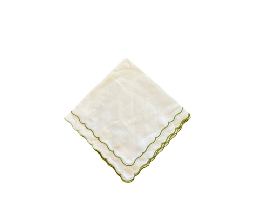 Set of 2 Green Border Napkins