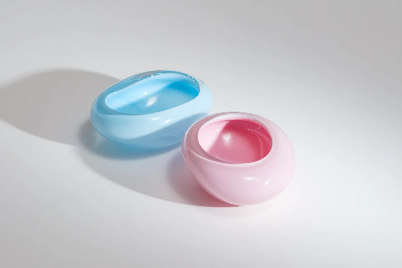 Helle Mardahl The Candy Dish Pair in Milky Rose and Blue Jelly