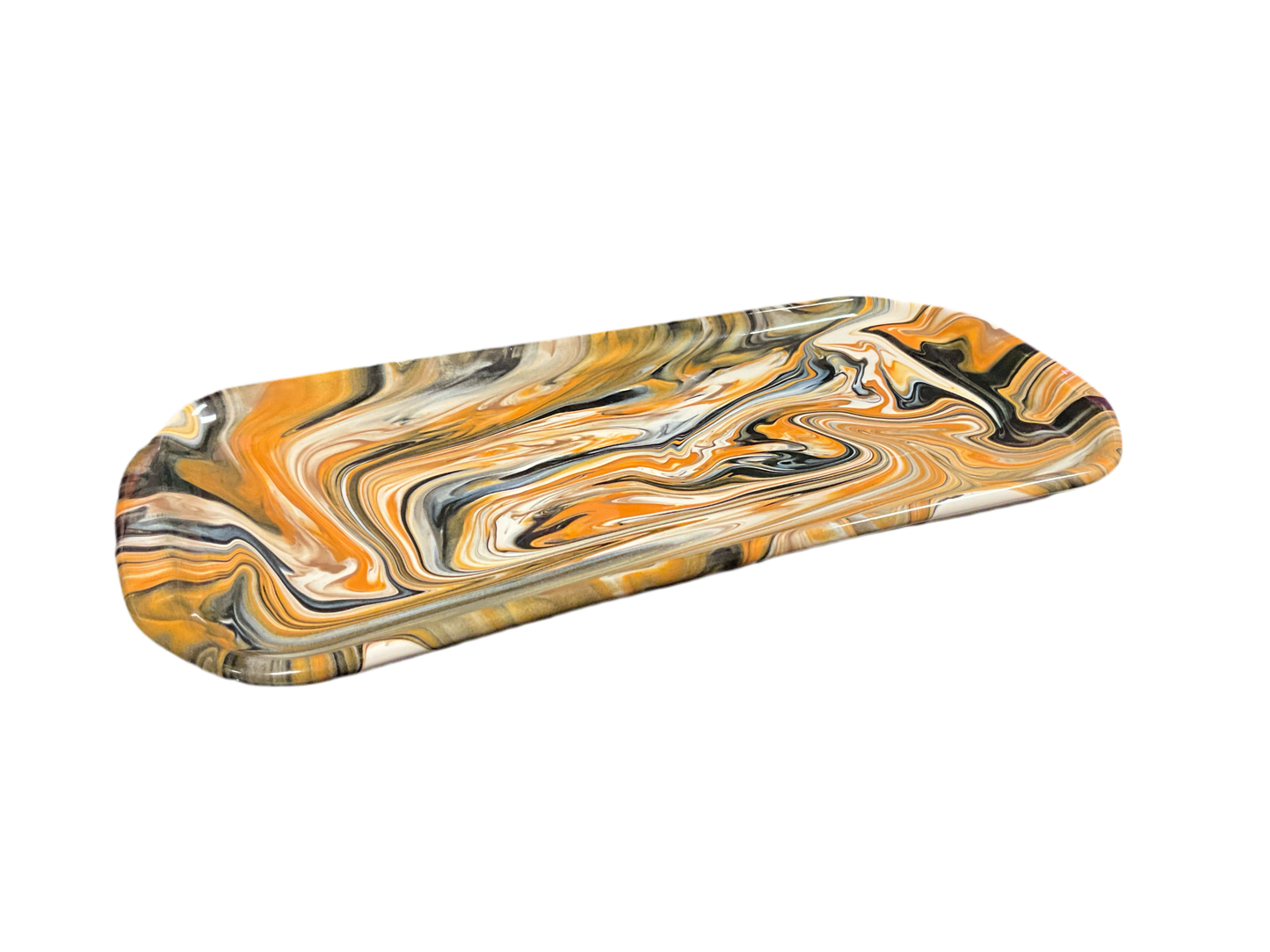 Medium Oval Swirl Platter Orange/ Brown