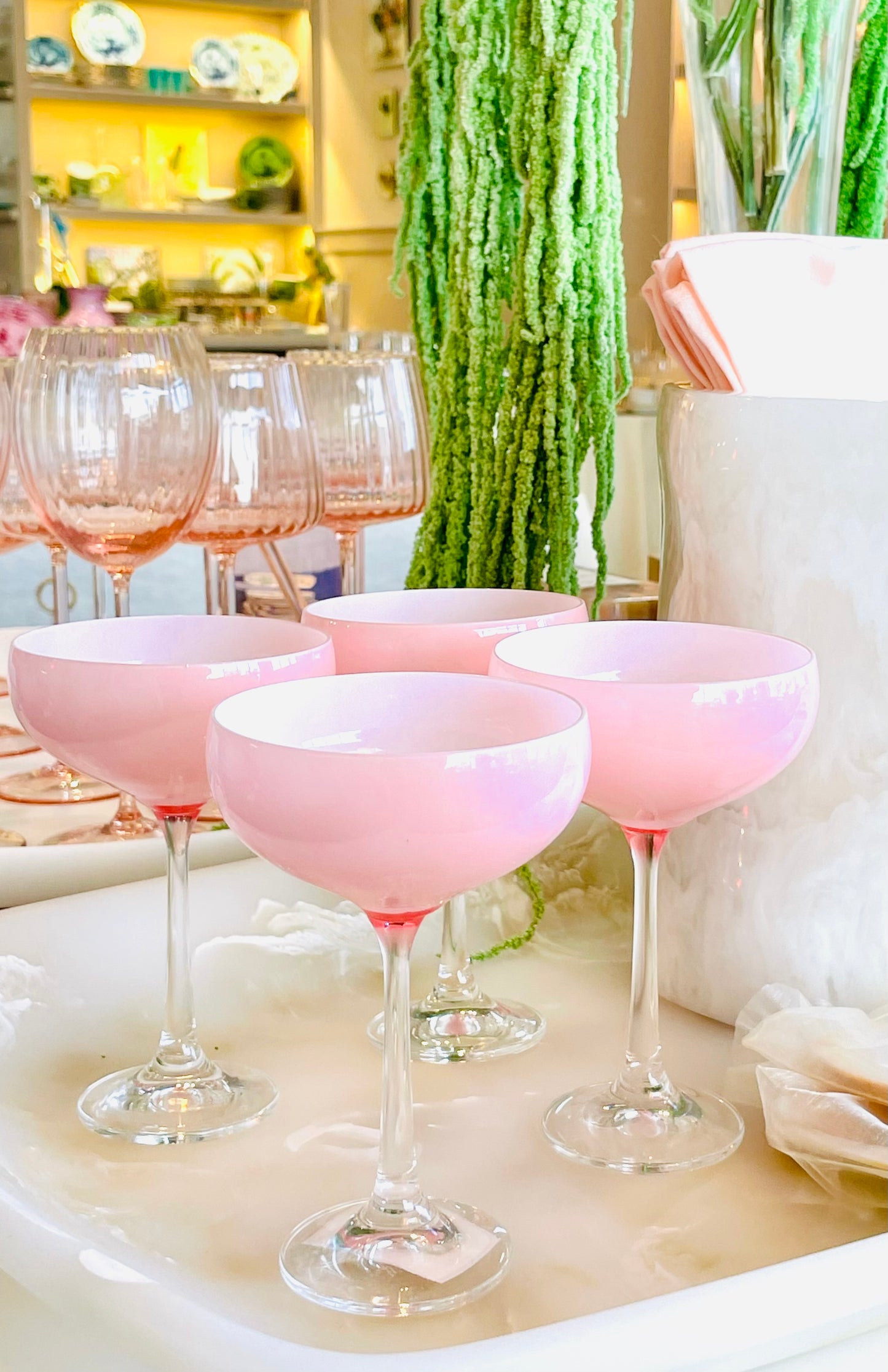 Pink sherbet Cocktail Coupes, set of 4