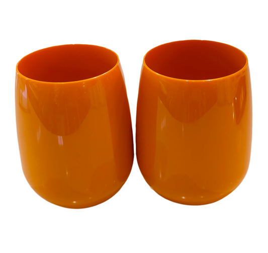 Orange Acrylic Wine Glass Set of Two