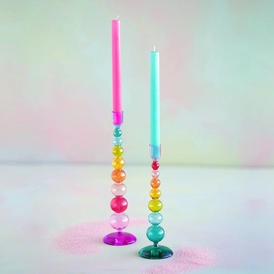 Rainbow Candle Stick holder, large set of 2