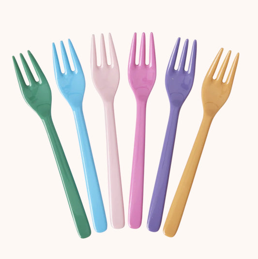 Melamine Rainbow Cake forks, set of 6