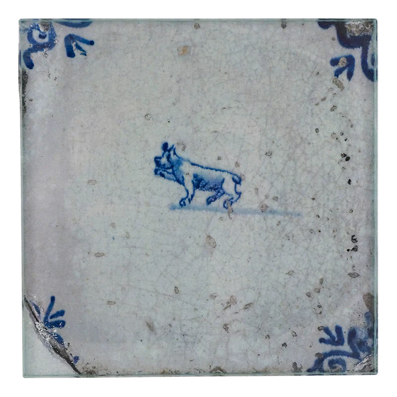 Delft Tile Dog 6" Spoon Rest