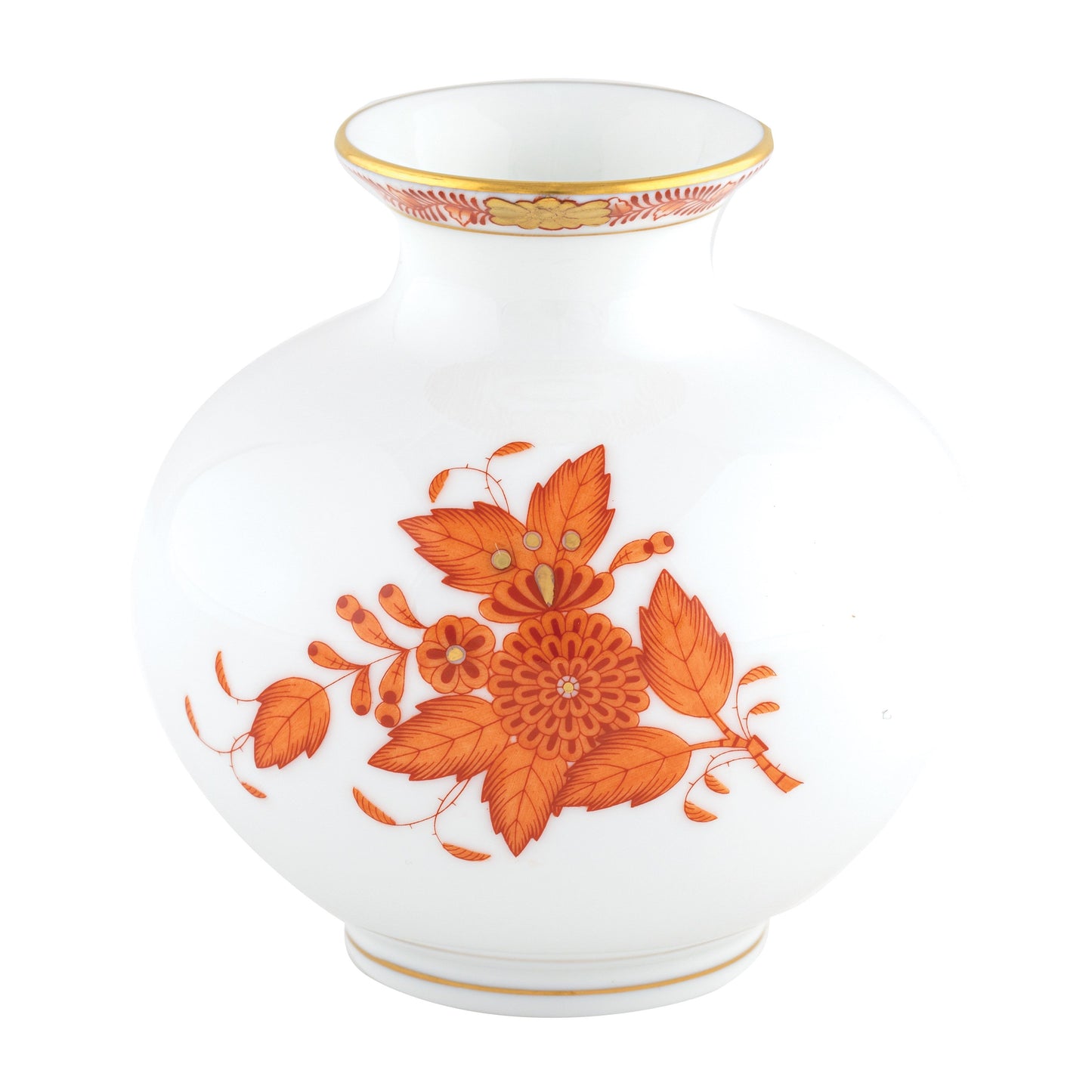 Herend Chinese Bouquet Rust Round Vase