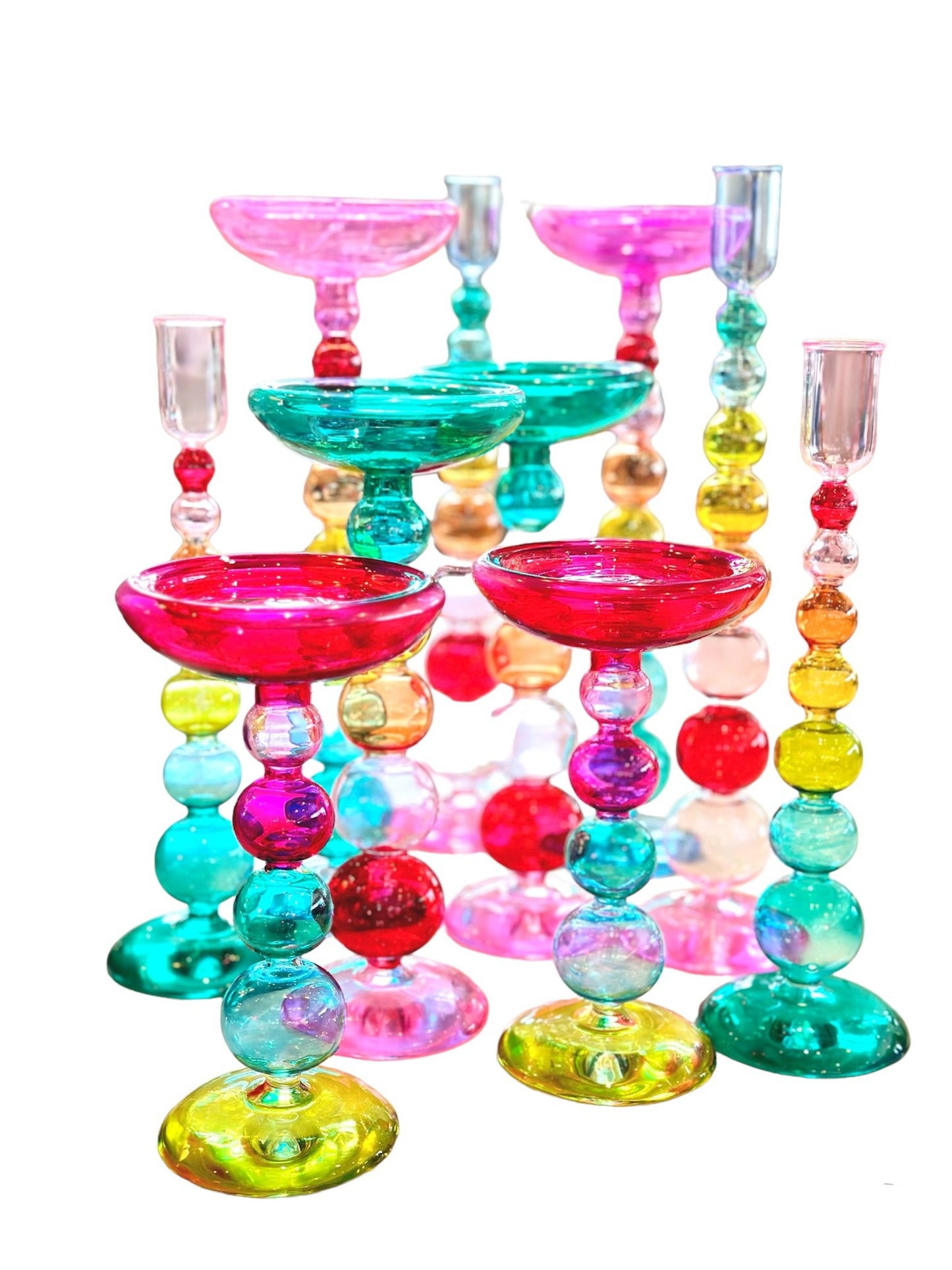 Rainbow Candle Stick holder, large set of 2