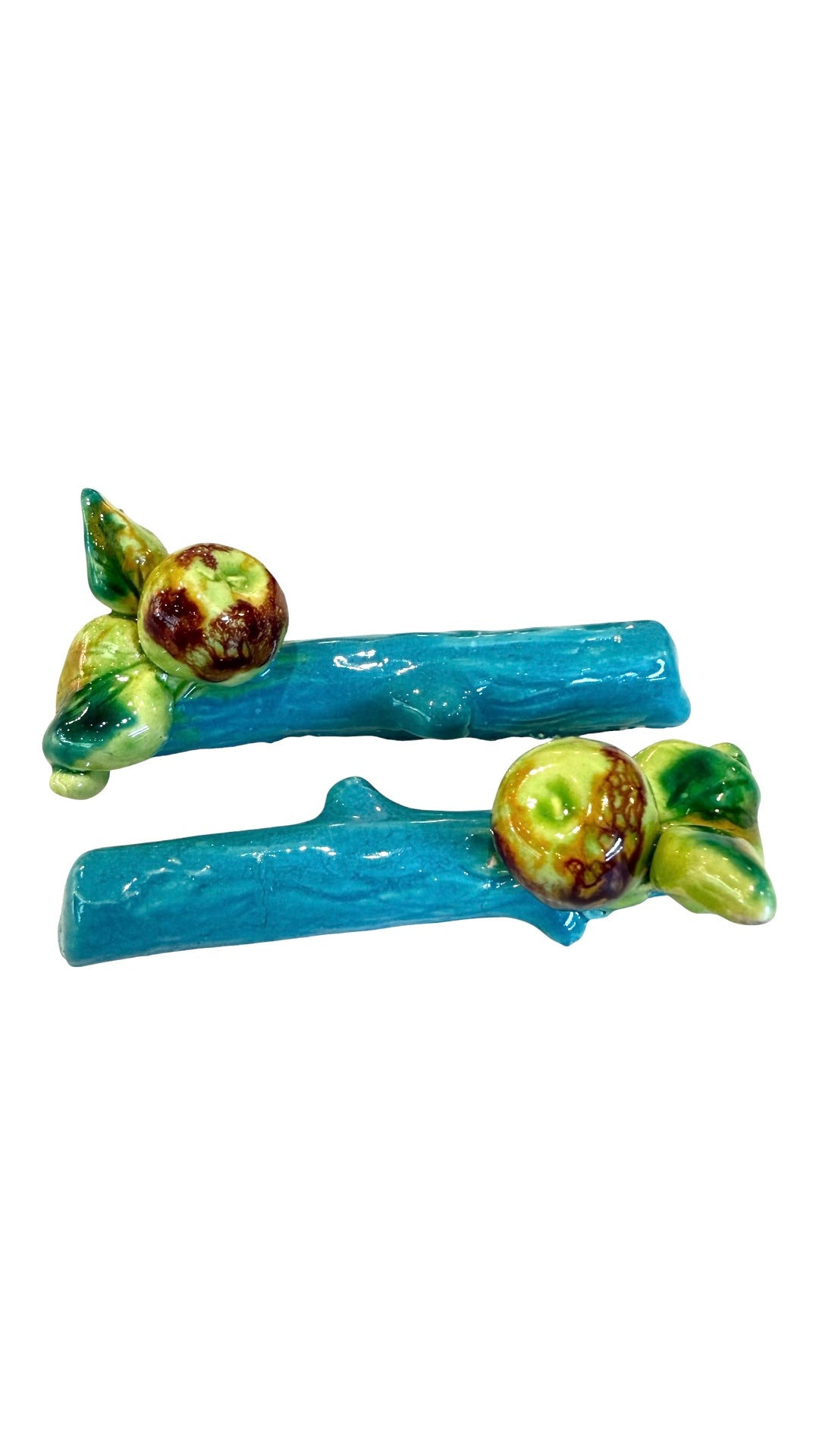 Vintage Majolica Ceramic Apple Knife Rests