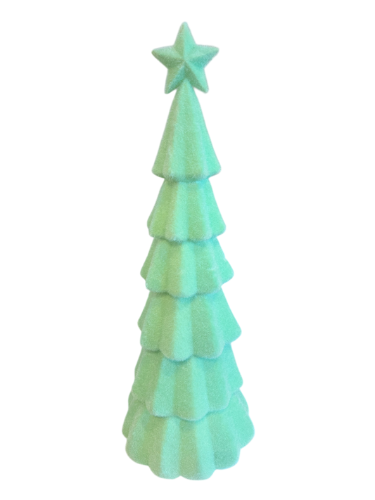 Large Flocked Christmas Tree - Seafoam Green