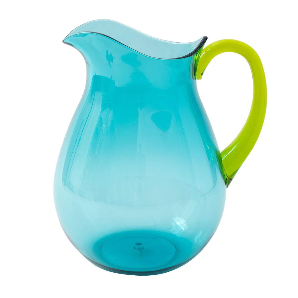 Turquoise Acrylic With Green Handle Acrylic Pitcher - 64 Oz