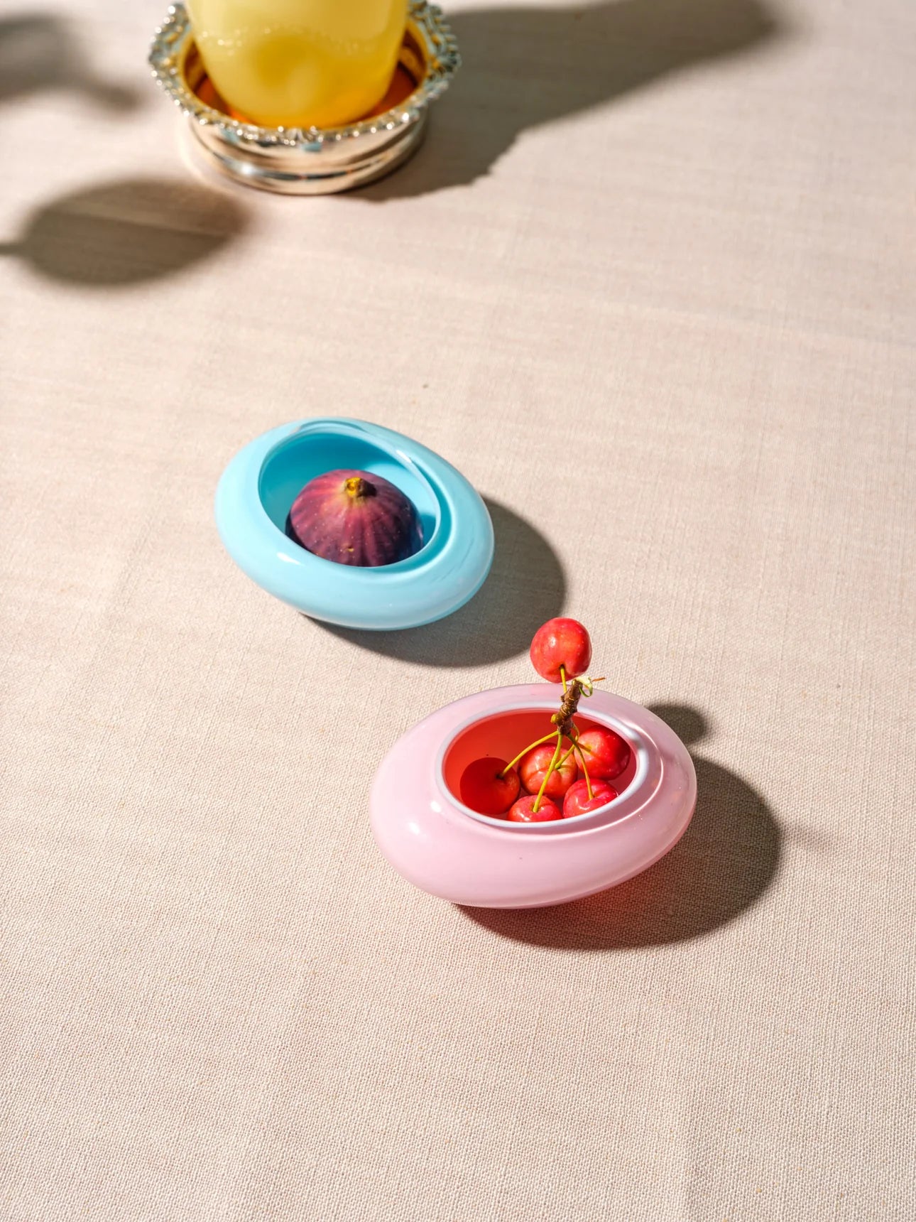 Helle Mardahl The Candy Dish Pair in Milky Rose and Blue Jelly