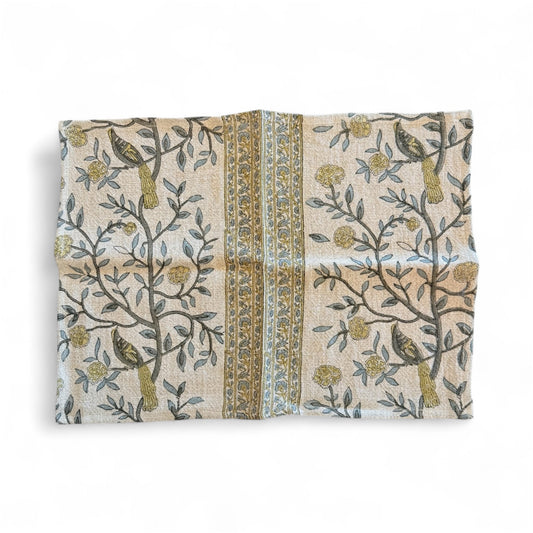 Woven Linen Placemats, Bird Print - Set of 6